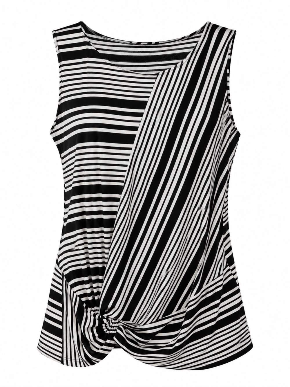 INC International Concepts Black & White Striped Twist-Hem Tank